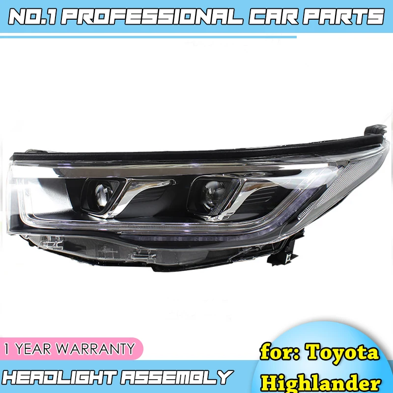 

car accessories for 2015 New Highlander Headlights Toyota Kluger LED Headlight DRL Bi Xenon Lens High Low Beam Parking Fog