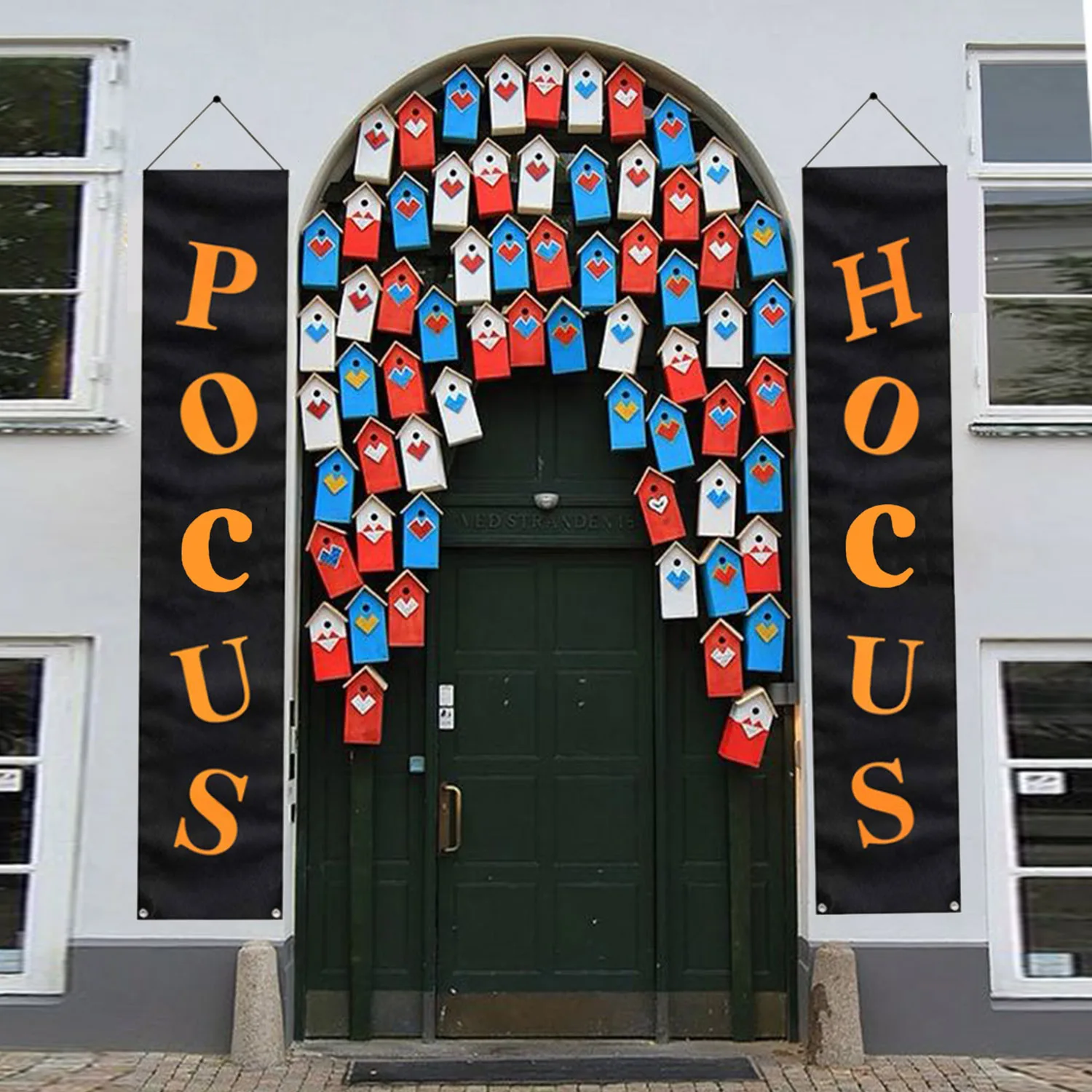 

1 пара Хэллоуин наружное украшение Оксфорд подвесная входная дверь крыльцо знак баннер набор для дома с привидениями дом бары офис Декор