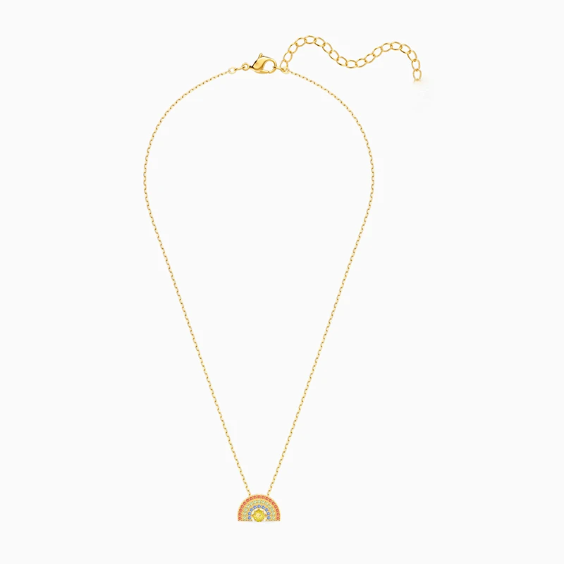 

2020 Fashion Jewelry SWA New SPARKLING DANCE RAINBOW Necklace Colorful Rainbow Decoration Crystal Female Elegant Romantic Gift