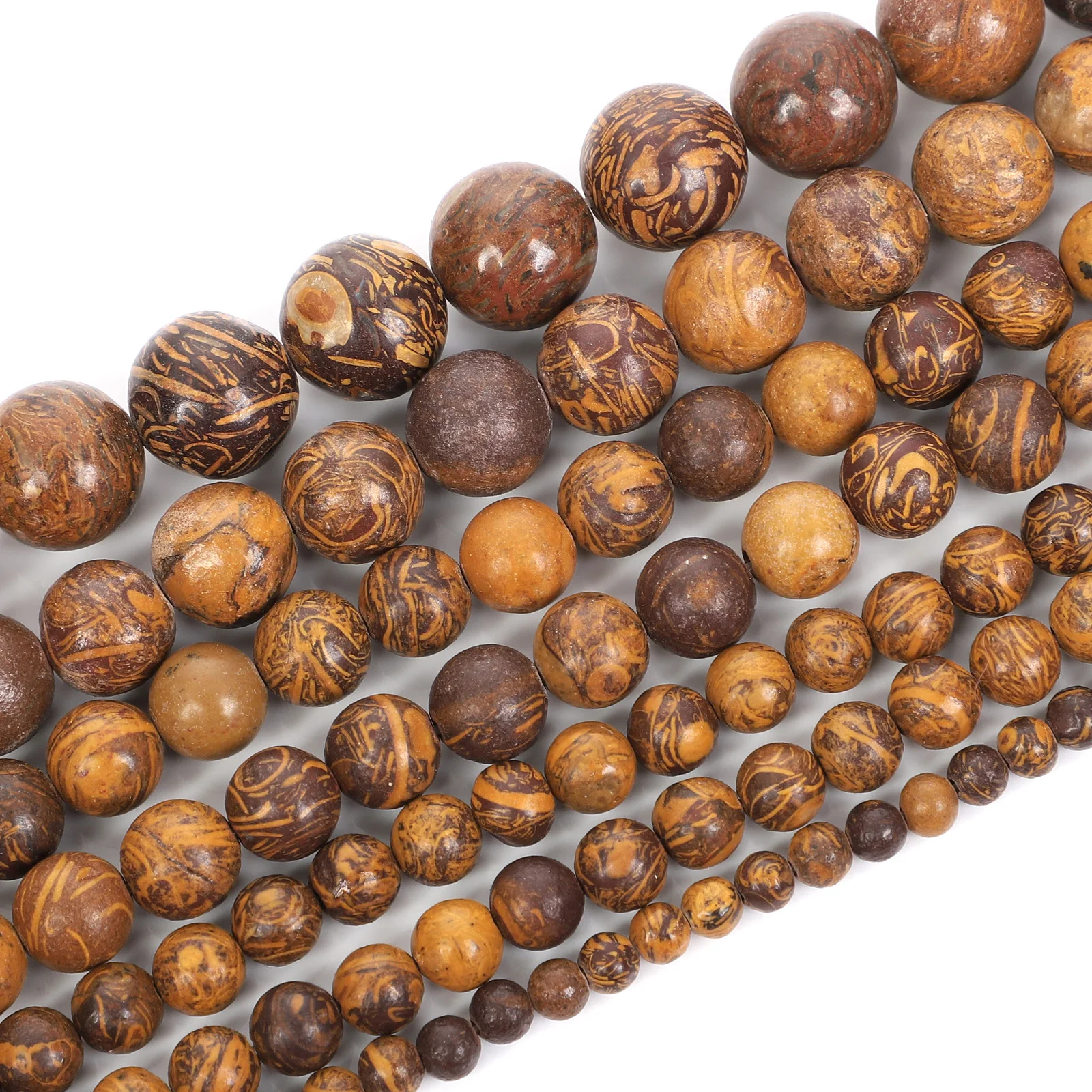 15-полосный натуральный камень из тибетского буддизма из нанму-дерева, круглые свободные бусины для изготовления ювелирных изделий браслета 4-12 мм.