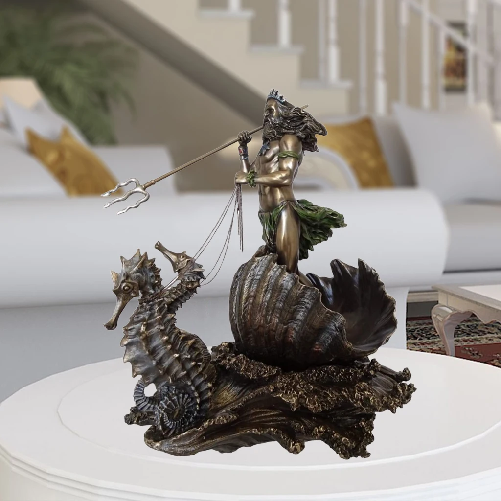 Статуэтка Греческого бога моря Посейдона искусство из смолы Нептун на морском