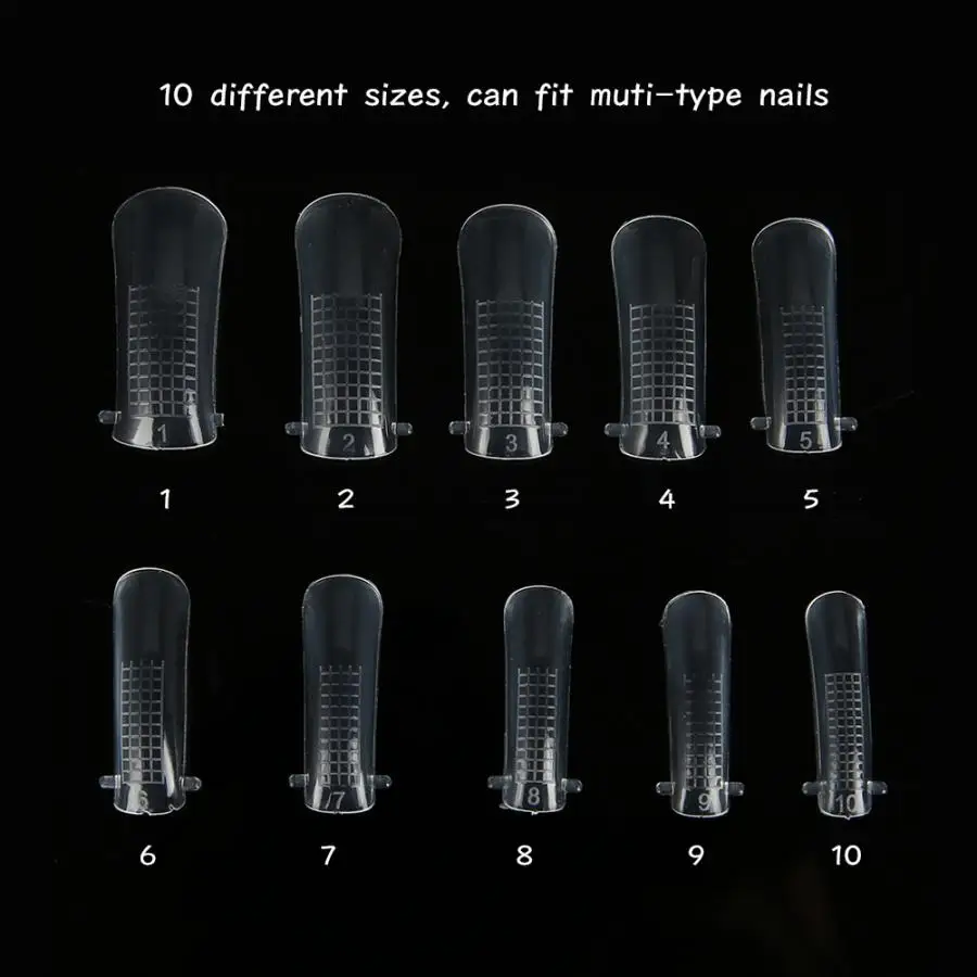 100 Pcs Quick Building Mold Tips Nail Dual Forms Finger Extension Nail Art Poly Gel Tool DIY Nail Art Manicure Tools False Nail