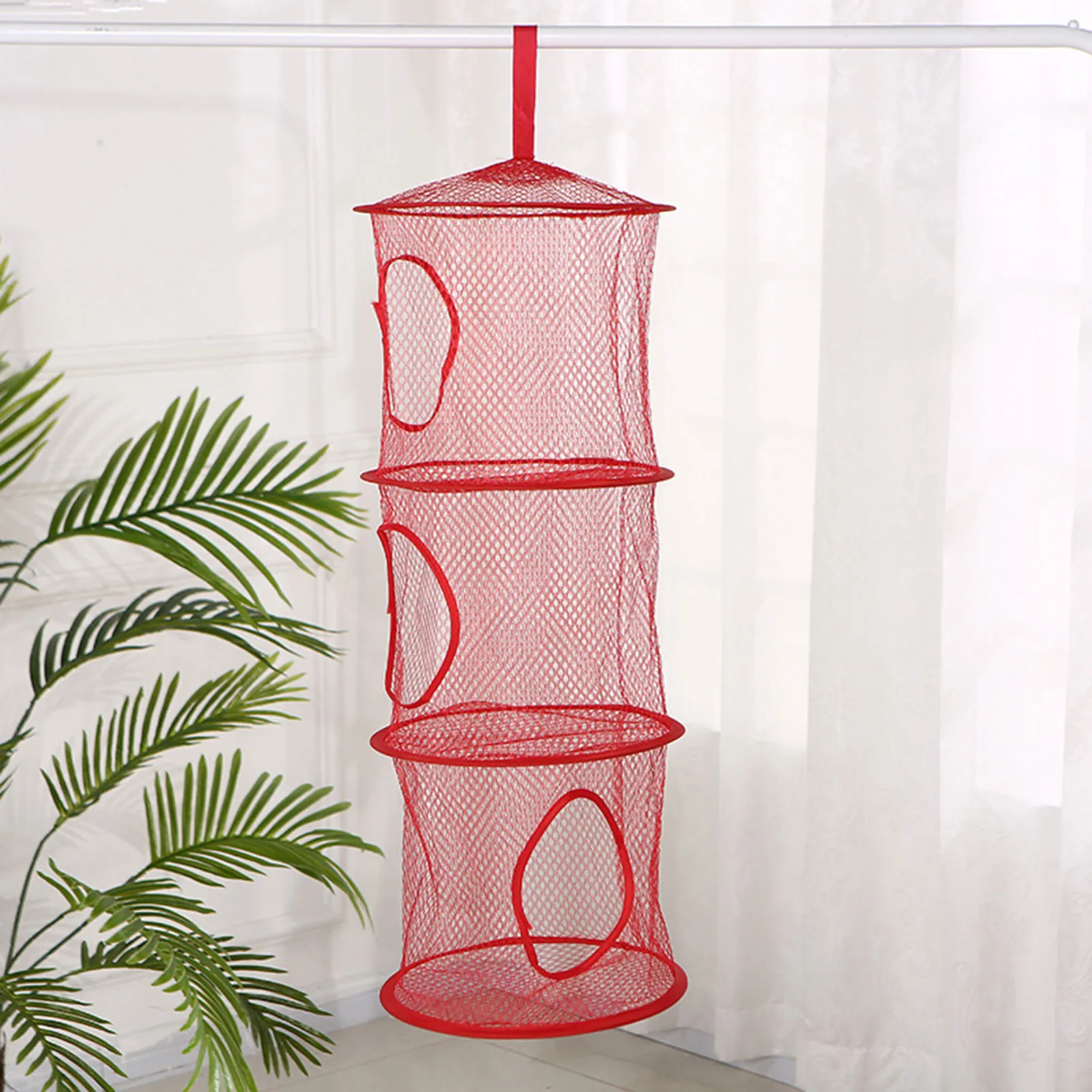 

3pcs Mesh Hanging Storage Basket Hanging Organiser Hanging Net Set Door Storage For Cute Toy Storage, Kindergarten Decoration
