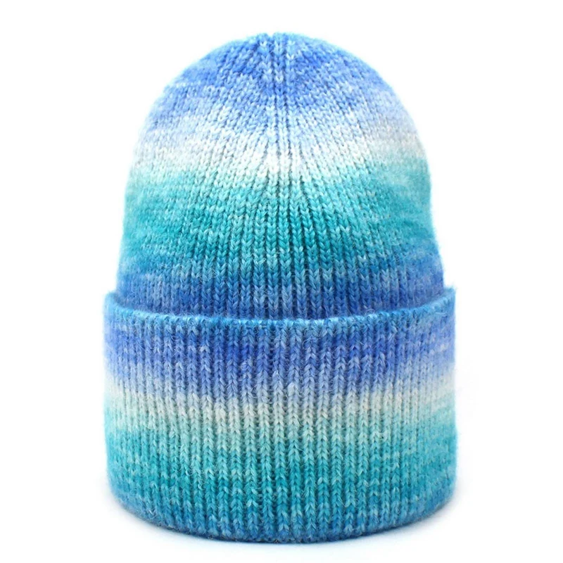 

Woman Autumn And Winter Warm Hooded Caps Ladies Winter Hat Tie-dye Knitted Hat Curled Woolen Hat Used To Keep Warm During Travel