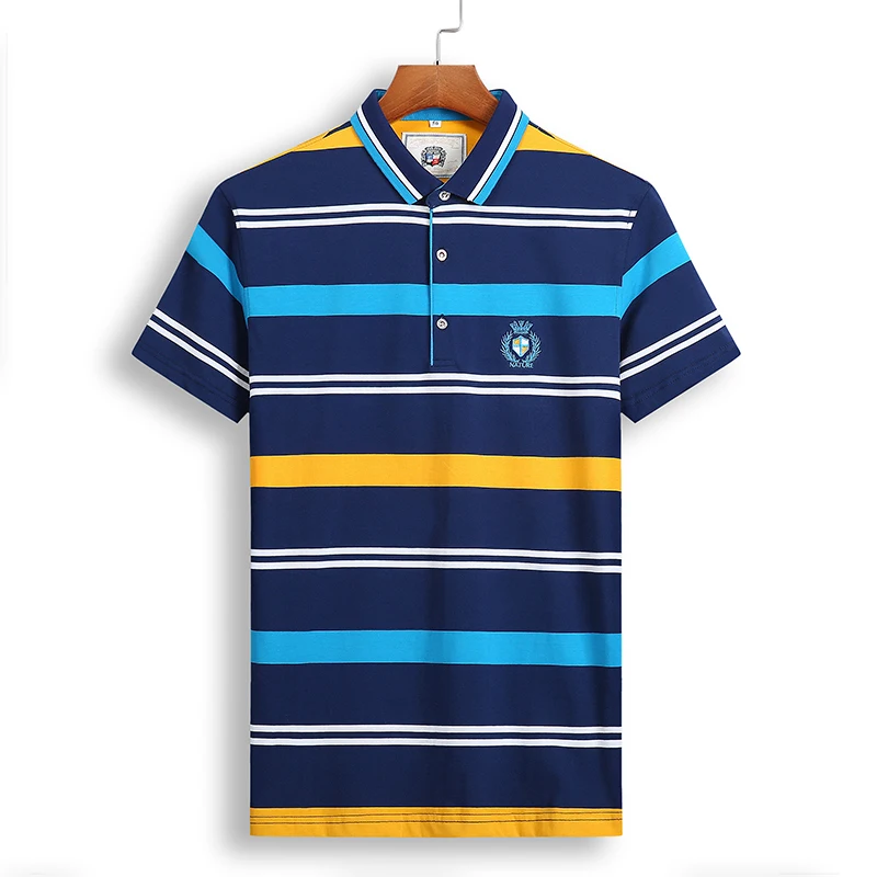 

Polo Mens England Style Brands 2020 Summer EU New Embroidery Striped Short Sleeve Cotton Man Polos Shirt C2232