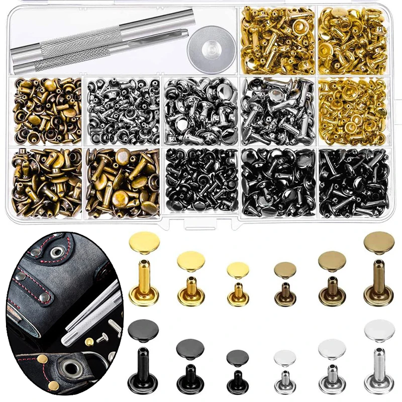 180 Sets Of 3 Sizes 4 Colors Double-sided Rivets + Installation Tools Leather Cap Hit Nail Sewing Clothes | Дом и сад