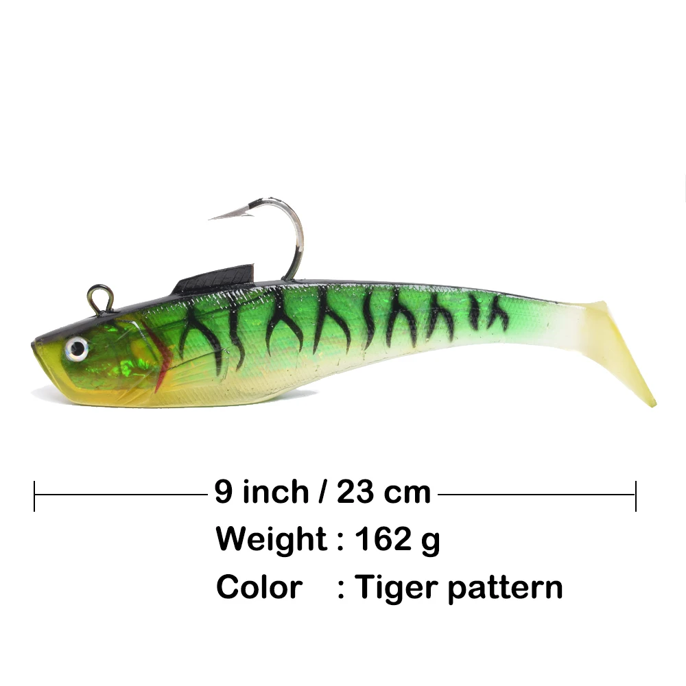 " /17 см, 9"/23 см длина большой плавательный shad super deap морская лодка Троллинг Большая Игра Рыбалка Т Хвост Мягкая приманка с тяжелым острым крючком