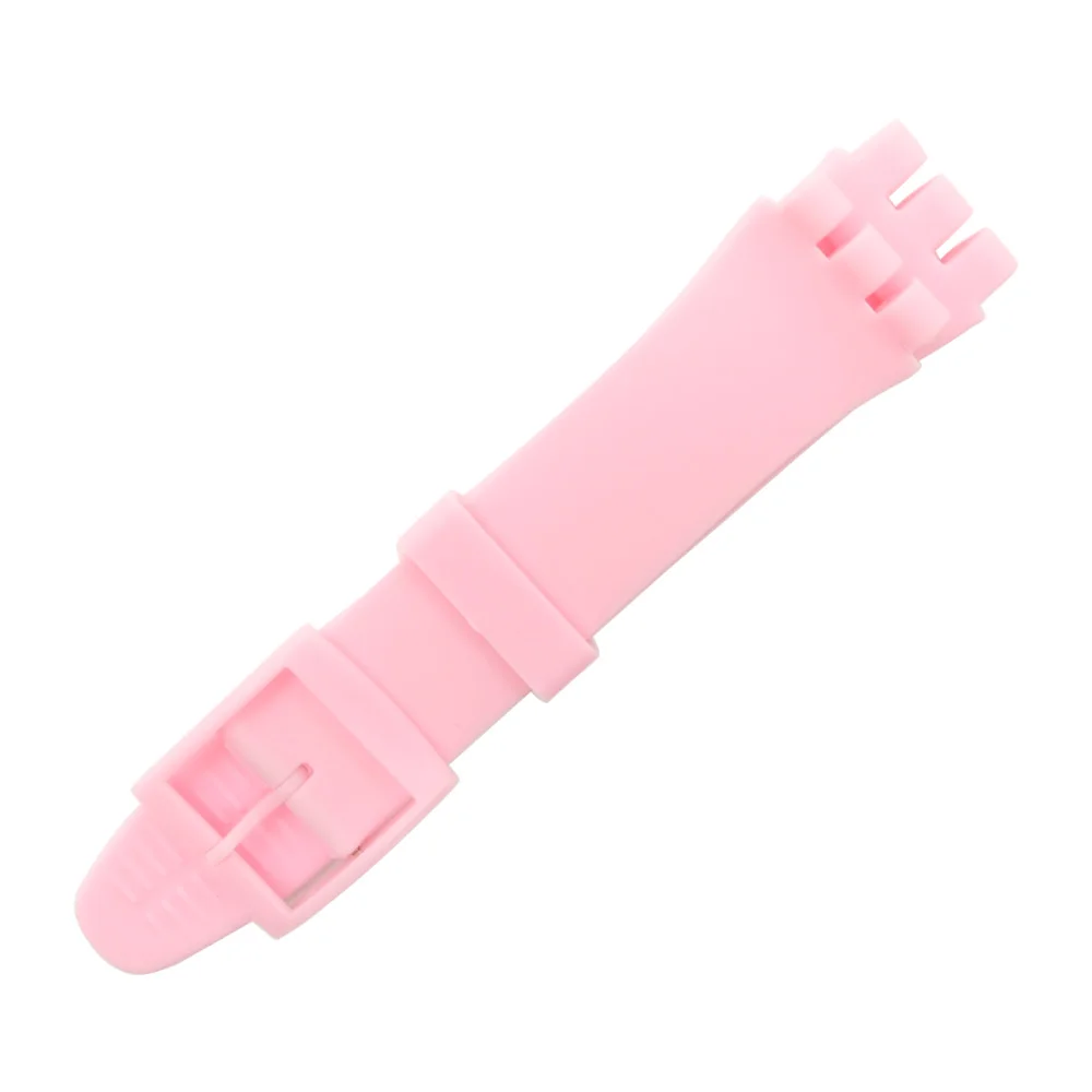 pink Наручные часы ремешок для Swatch 16 мм 17 мм 19 мм 20 мм резиновый силиконовый ремешок для часов аксессуары - Цвет ремешка: pink