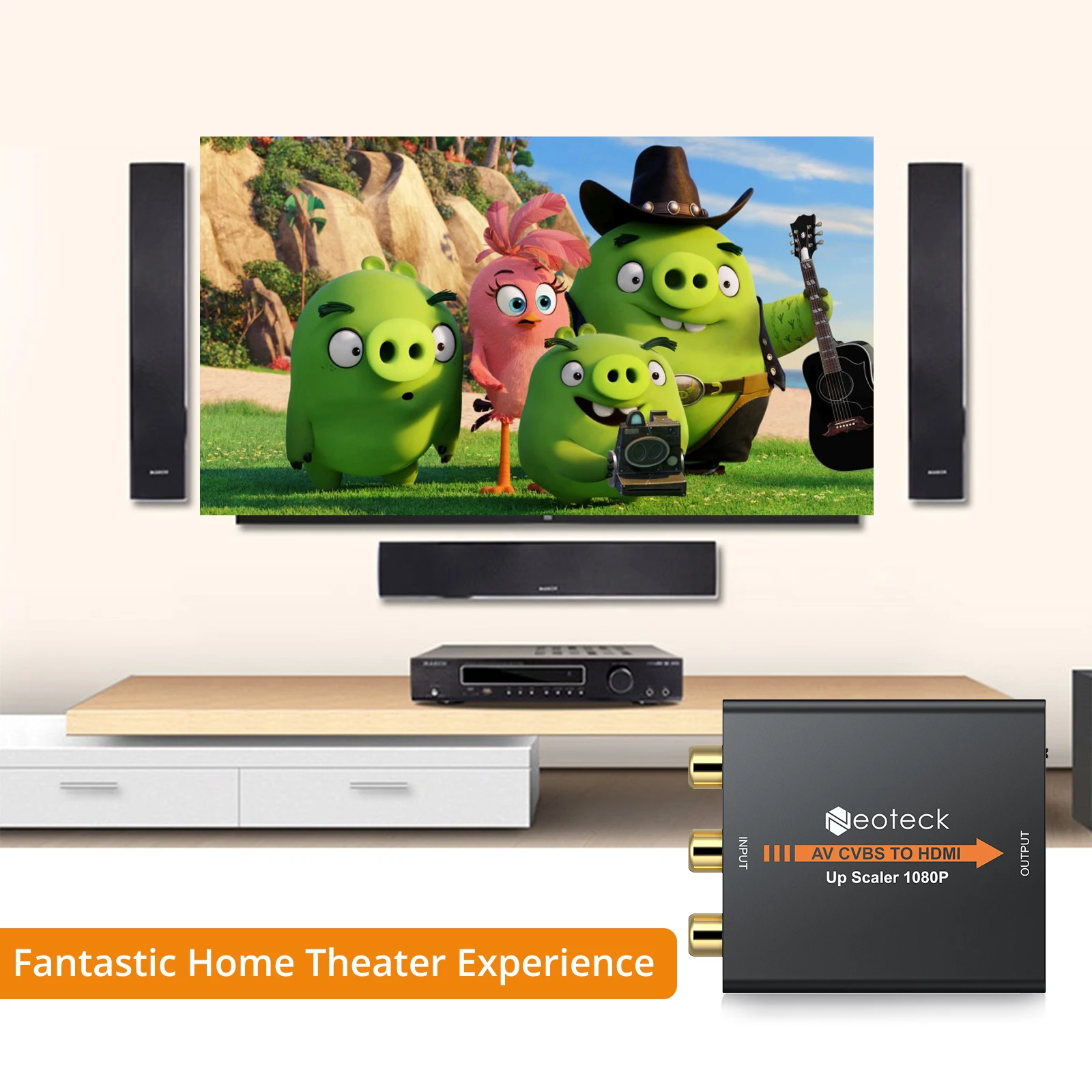 Композитный конвертер eSYNiC 1080P 3RCA AV CVBS в HDMI-совместимый мини-конвертер адаптер для