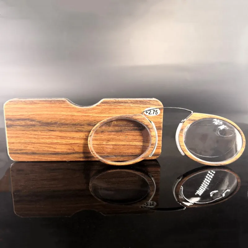 Бамбуковые очки для чтения с зажимом носа портативные пресбиопические мини