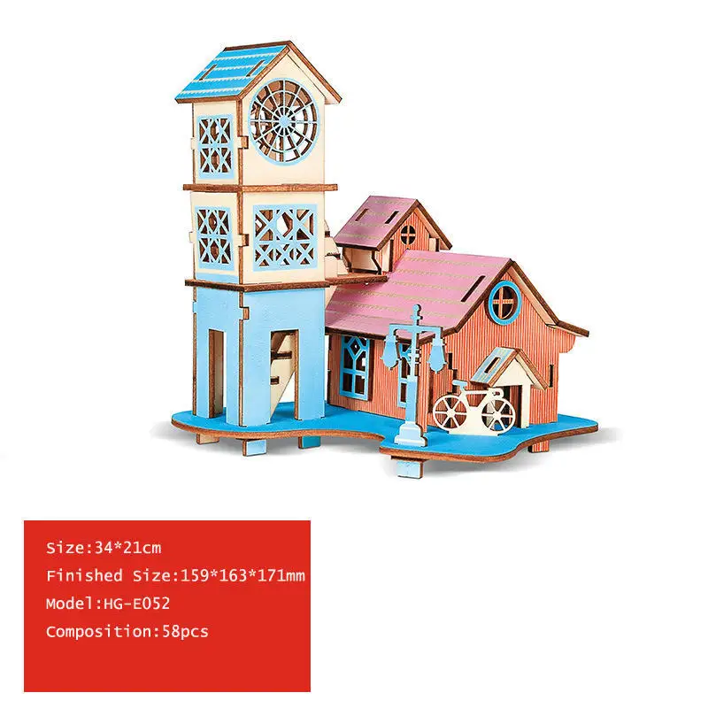 E052 Balleenshiny новые деревянные 3D стерео лазерной резки головоломки DIY детские развивающие игрушки рождественские подарки для детей мальчик девочка - Цвет: E052