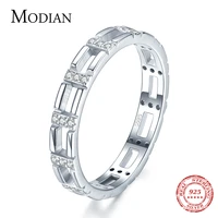 modian real 925 sterling silver clear cz platinum fashion finger rings for women stackable wedding engagement statement jewelry