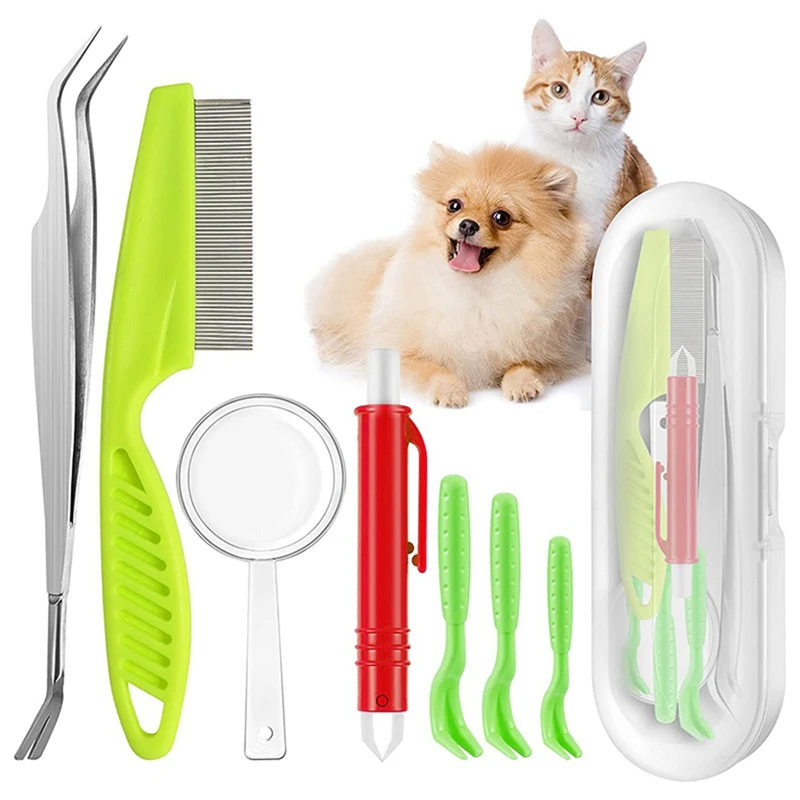 

Tick Remover Set for Dogs and Cats, Set of 3 Tick Twister, 1 Tick Hook, 1 Tick Tweezers, Tick Removal in Seconds