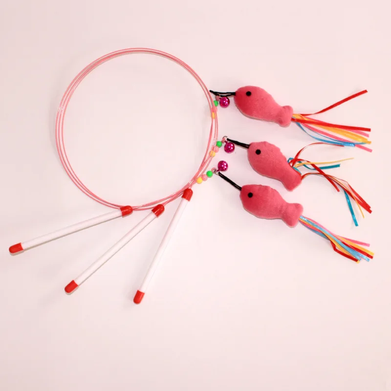 Забавный Кот Игрушка полюс пеньковая эластичная Удочка игровая вещь