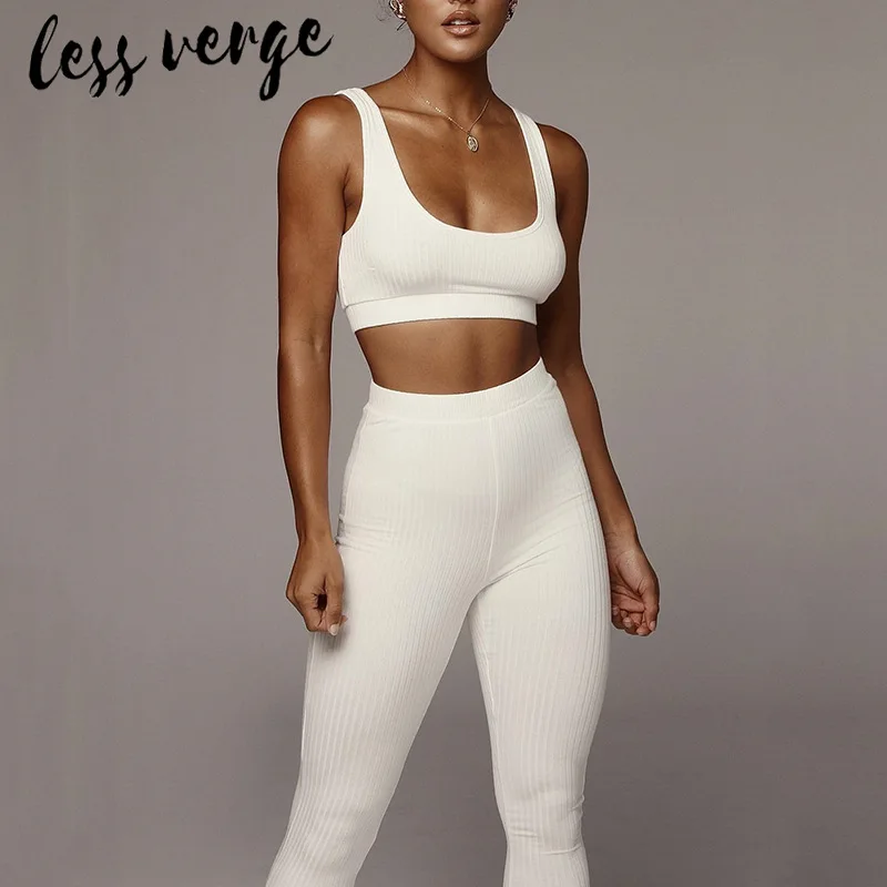 Сексуальные комплекты из двух предметов Lessverge трикотажный топ обтягивающие