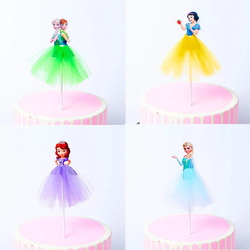 

Disney Frozen Elsa Anna Snow White Princess Cupcake Topper Birthday Party Cake Decoration Supplies Baby Shower Kids Favor Gifts