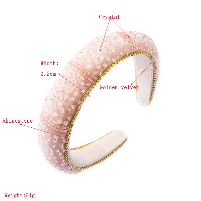 

Baroque Colorful Crystal Headbands for Women Korean Fashion Sponge Velvet Broad-brimmed Headband Female Hair Accessories 2020New