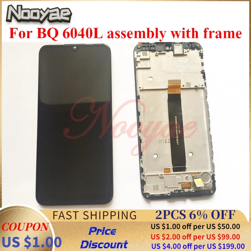 

Black Tested Original LCD Module For BQ Mobile Magic BQ-6040L 6040L Touch Screen Digitizer Sensor With Display Front Frame