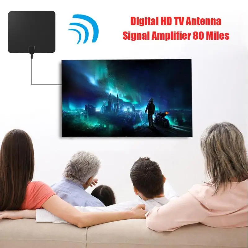 

Indoor 80 Miles Long Range Amplified HDTV Antenna with Amplifier Signal Booster Double Amplifier Design More Stable