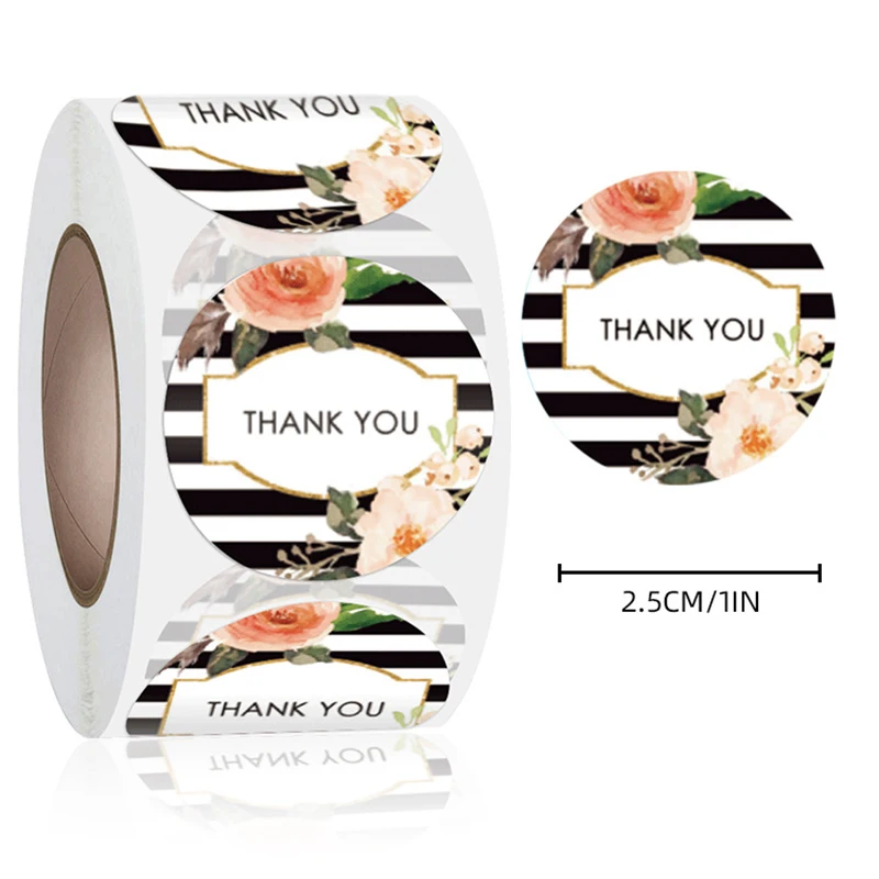 

500Pcs/Roll Thank You Gift Sealing Stickers Shopping Bag Sticker Dessert Shop Kids Reward Birthday Party Gift Decorations Labels