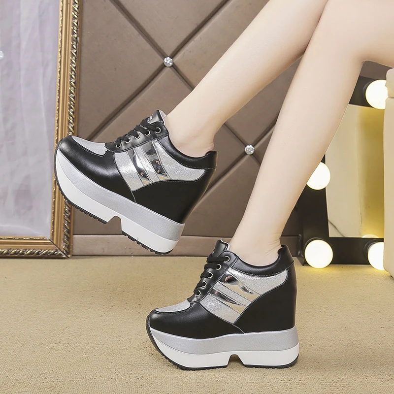 Женские туфли на толстой подошве повседневные очень высоком каблуке 12 см с