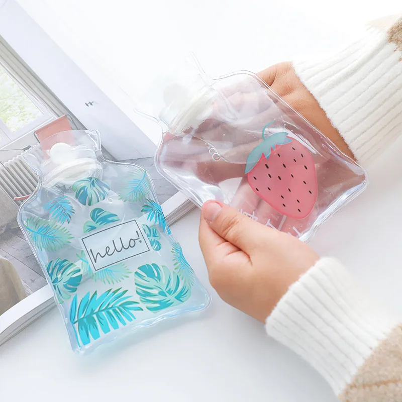 Симпатичные прозрачные бутылки горячей воды теплый живот сокровище грелка для