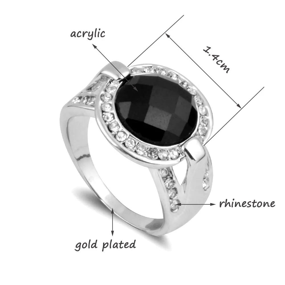 SINLEERY винтажные круглые черные акриловые кольца для женщин серебряного цвета