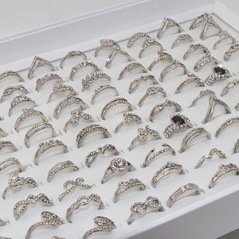 Модные 30 шт./лот ювелирные изделия на палец с кристаллами кольца для женщин милые