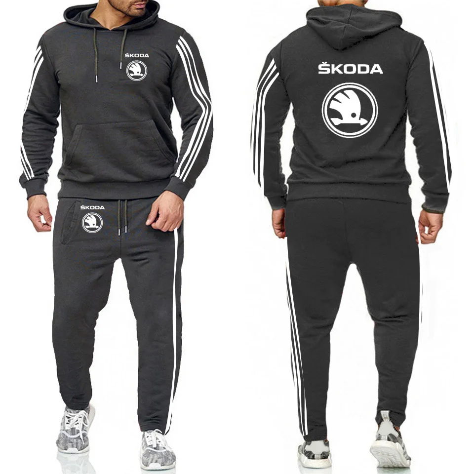 

Hoodies Men Skoda Car Logo Printed Mens Hoodies Sweatshirt Suit Hoodies Spring Autumn Hoodies+Pants 2Pcs
