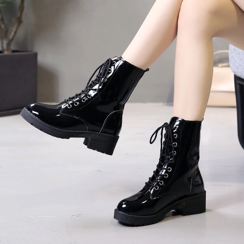 Зимние женские мотоциклетные ботинки в стиле панк вечерние туфли для ночного