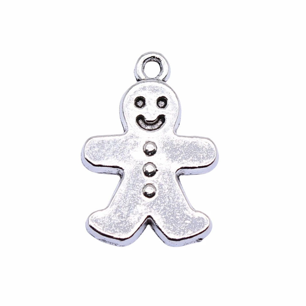 

20Pcs 13x19mm Gingerbread Man Charms For Jewelry Making Hand Made Jewelry Findings Antique Silver Color Alloy Charms
