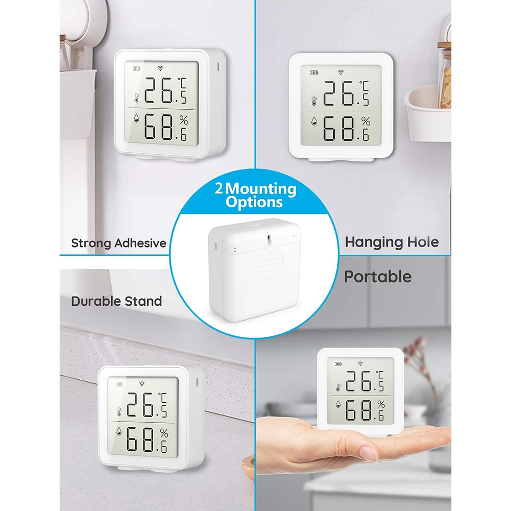 

Tuya WIFI Temperature And Humidity Sensor Indoor Hygrometer Thermometer With LCD Display Working With Smart Life/Alexa Google