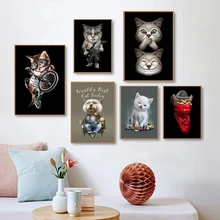 Забавный рисунок животных Кошки холст картины настенные