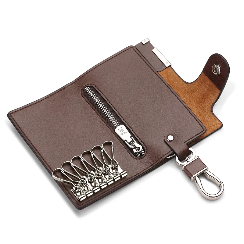 Car Key Wallet Luxury Brand Men with Hasp Genuine Leather Business Interior Coin Pocket Zipper Male Gift Design Slim Purse 2020