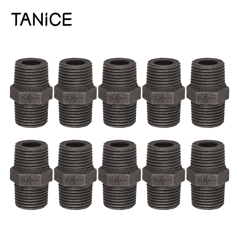 

TANiCE 10Pcs Threaded Iron Pipe Fittings 1/2" 3/4" Malleable Cast Iron Wrought Iron Accessories Tool For DIY Furniture Shelves