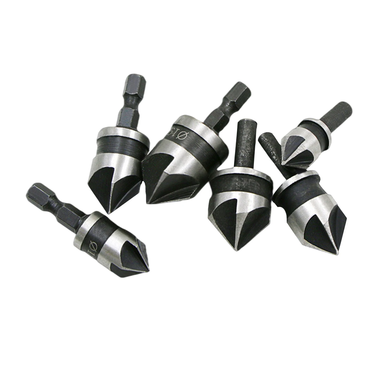 Three-piece Set 12mm/16mm/19mm 90 Degree Hexagonal Handle Five-blade Chamfering Tool Wood Plastic Aluminum Plate Hole Opener | Инструменты