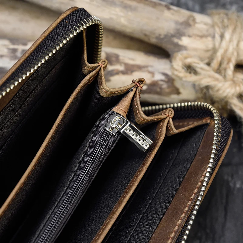 

Men's wallet leather wallet zipper zero wallet purse with zero 4 sandwich pocket