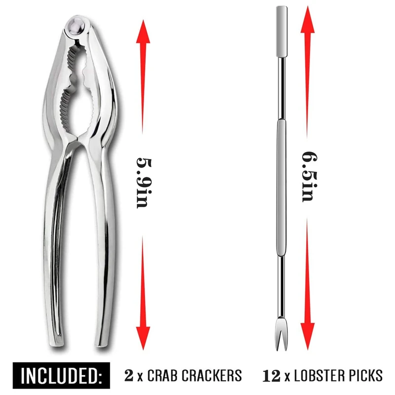 

Lobster Crackers and Picks Set, Crab Leg Cracker Tools, Stainless Steel Seafood Crackers and Forks Nut Cracker 14 Pcs