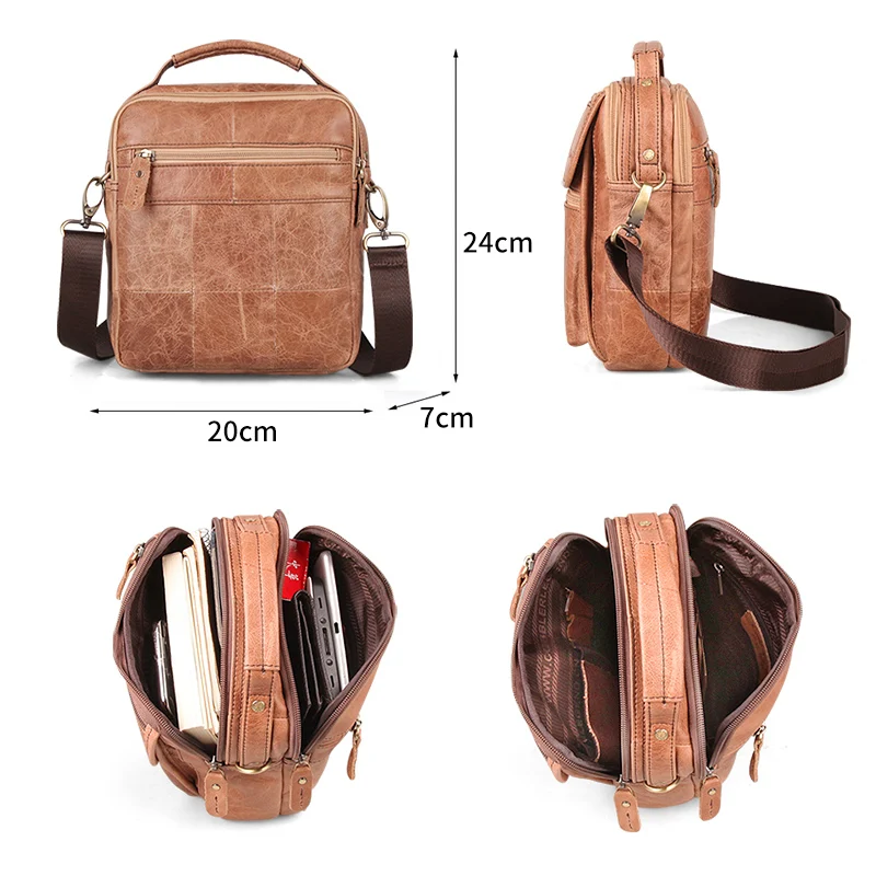 2021 new genuine leather men vintage handbags small flap mens shoulder messenger crossbody bag casual office pocket satchels free global shipping