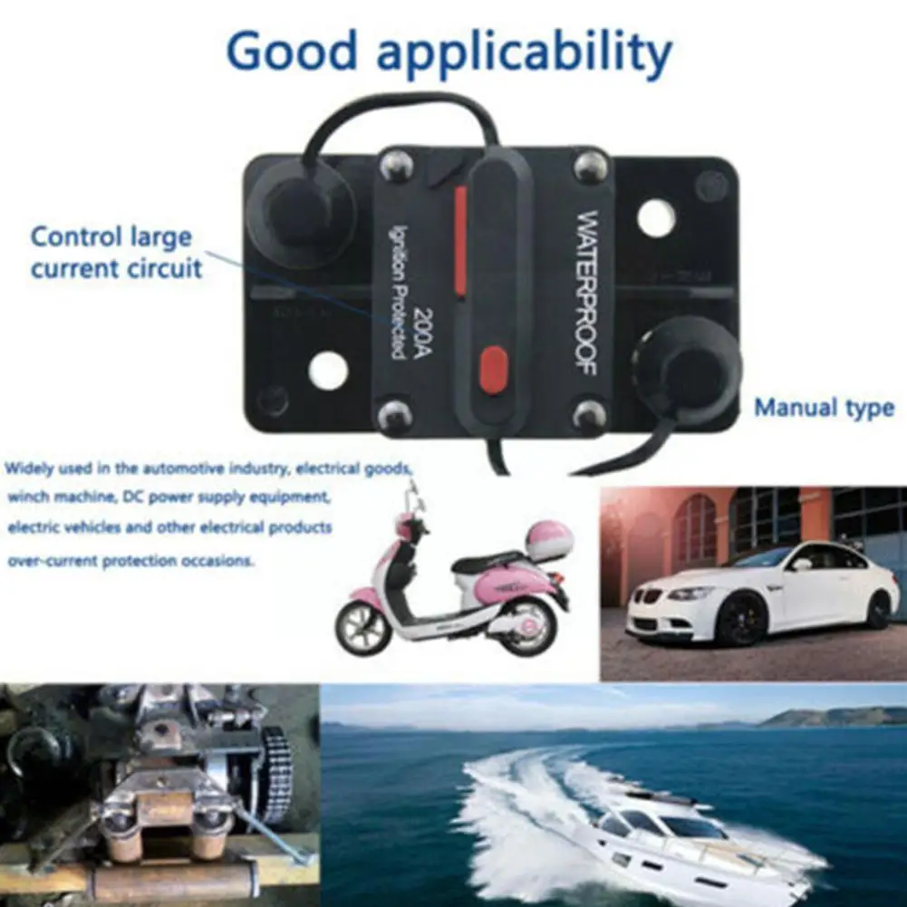 

30A-300A Circuit Breaker Trolling With Manual Reset Car Boat Auto Resettable Fuse Holder For Audio System 12V-48VDC Waterpr U9L2