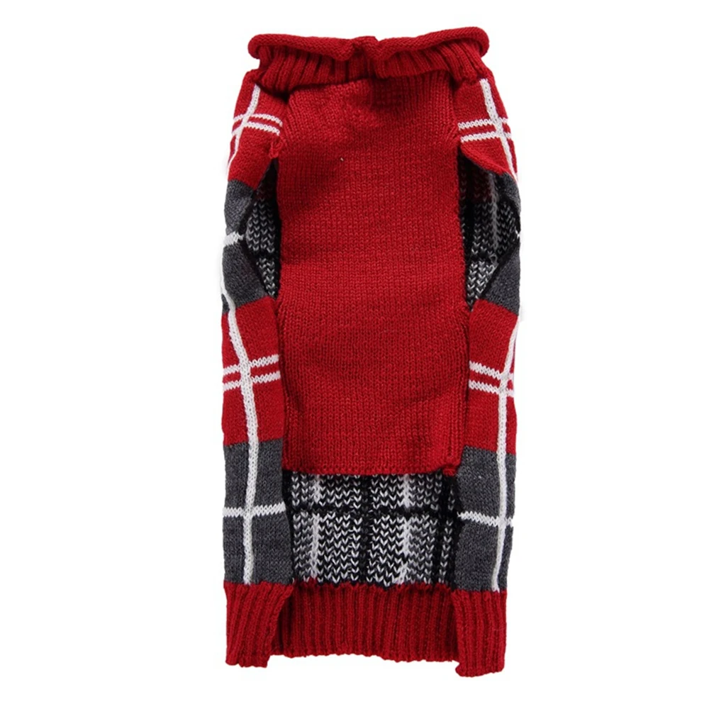 Вязаный свитер для щенка собаки кошки теплые зимние классические клетчатые