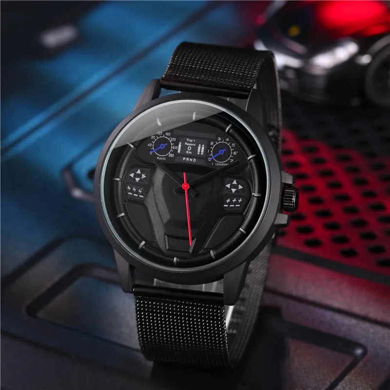 Новые трендовые Мужские часы с циферблатом для автомобиля повседневные