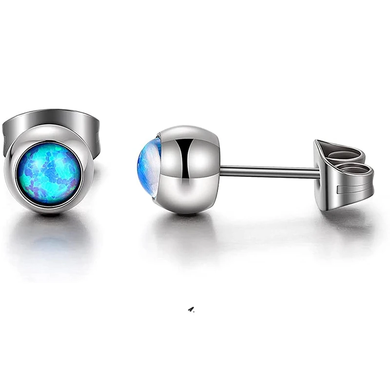 

Stud Earrings Tragus Piercing With Blue Stone Pure Titanium Luxury Earrings For Women Christmas Gift Korean Tragus Piercing