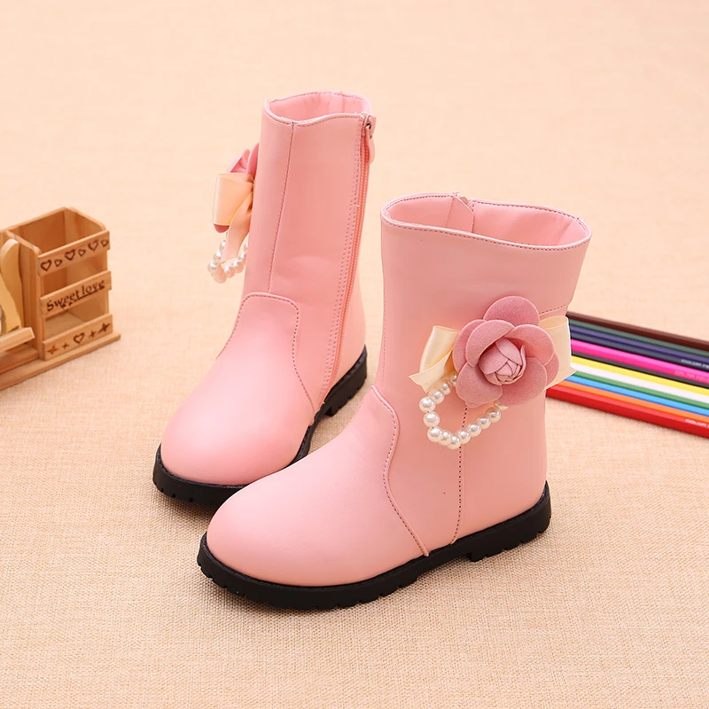 Детские сапоги с цветами детская обувь принцессы до середины икры для снежной