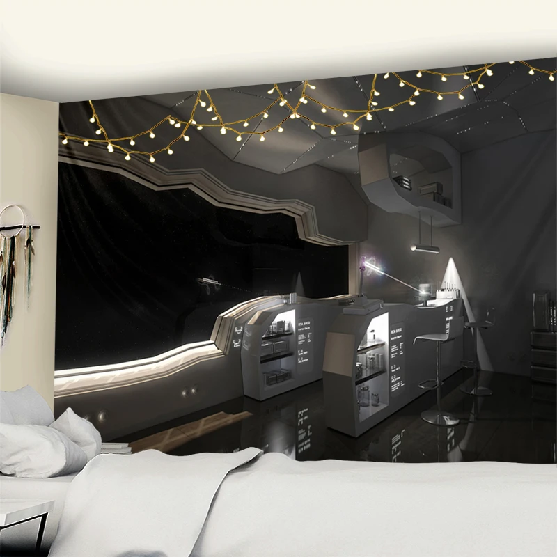 

Psychedelic Raum Station Tapisserie Astronaut Wand Hängen Hexerei Hippie Wand Wandteppich Teppich Boho Dekoration Wohnkultur