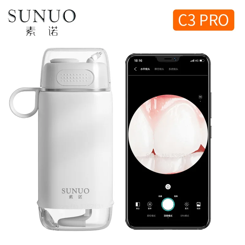 

SUNUO C3 Pro Intelligent Visual Oral Irrigator 500W HD Endoscope Camera Stepless Adjustment Water Flosser Dental Teeth Cleaner