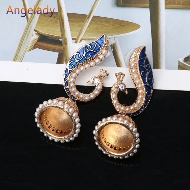 Ретро Индийский Болливуд Kundan Павлин Jhumka Jhumki Висячие серьги цыганские украшения