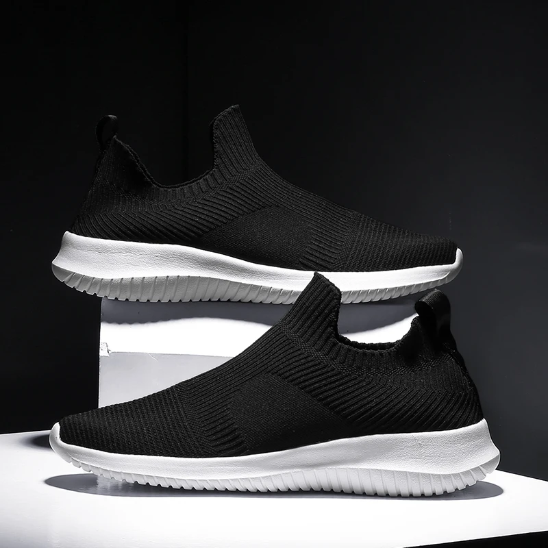 Однотонная белая Модная вязаная повседневная обувь для мужчин Супер светильник