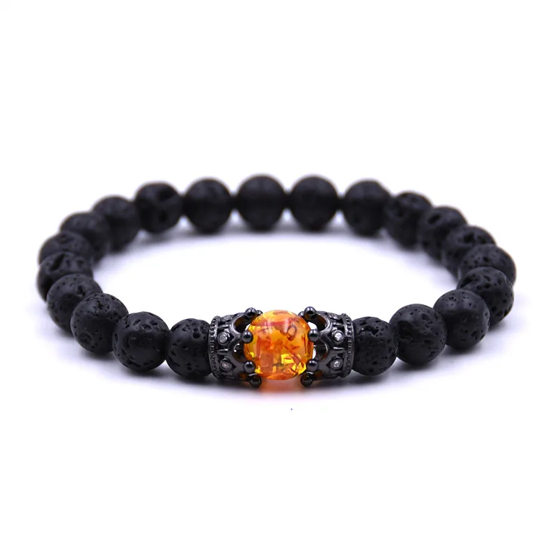HYHONEY черный Lava натуральный бисер браслет микро проложить CZ Двойные Браслеты с