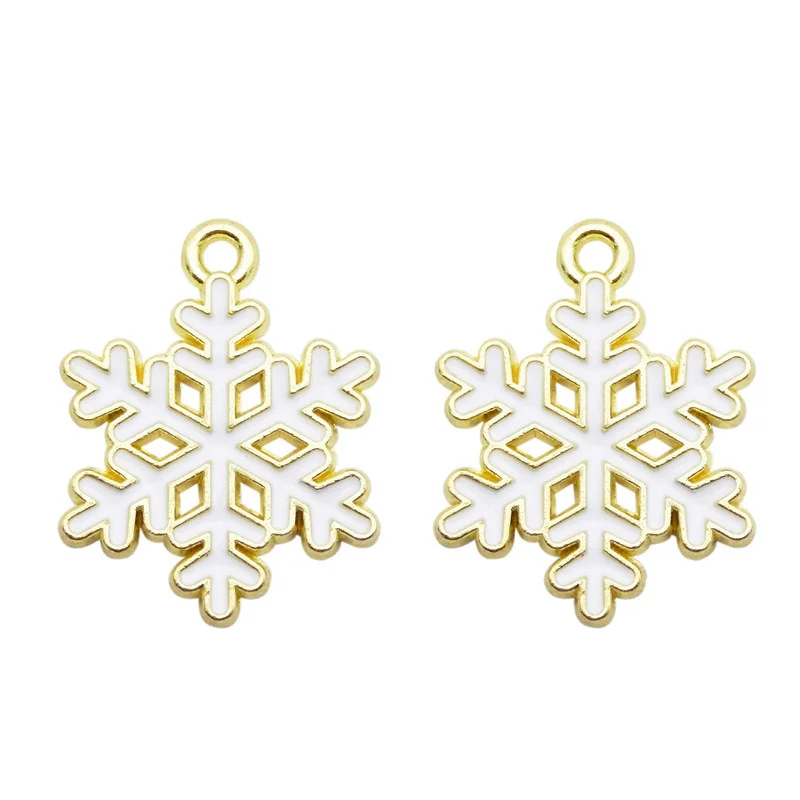 

6 шт., эмалированные подвески в виде белых снежинок